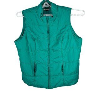 Woman Within Womens Plus Size Puffer Vest 2X Teal Green Zip-Up Sleeveless